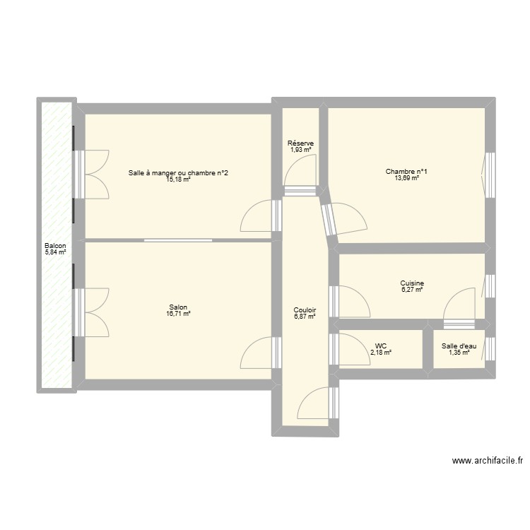 Soso. Plan de 9 pièces et 70 m2