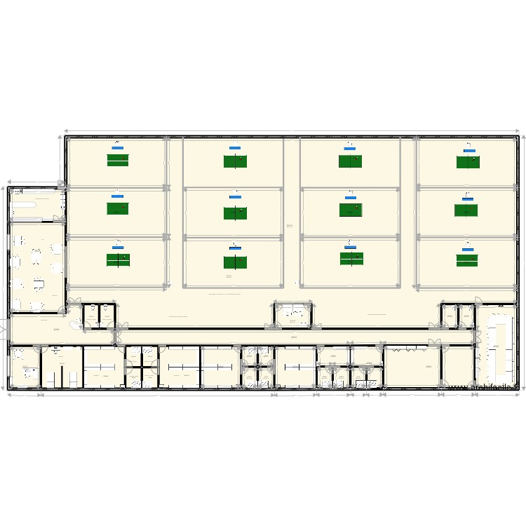 salle 01 - 12. Plan de 38 pièces et 2034 m2