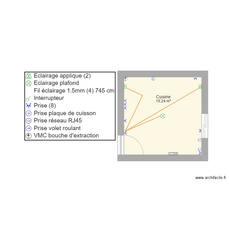 travaille pe. Plan de 1 pièce et 10 m2