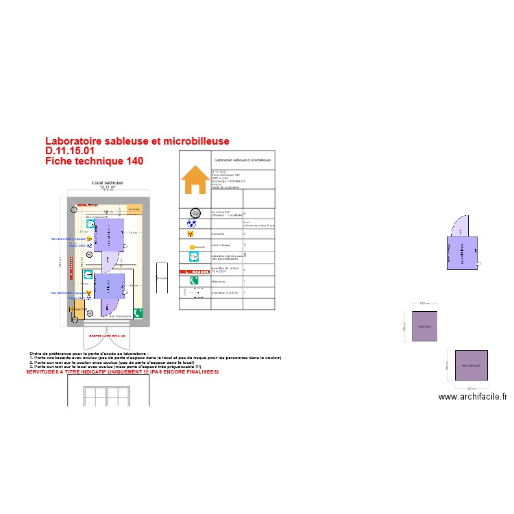 Fiche140- labos sableuse microbilleuse v4. Plan de 1 pièce et 12 m2