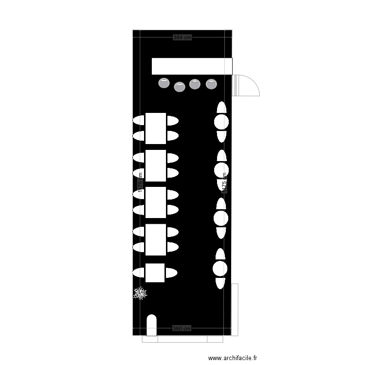 Restau. Plan de 1 pièce et 45 m2