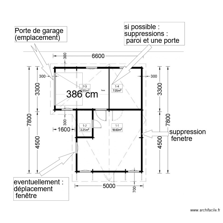 chalet_A. Plan de 3 pièces et 40 m2