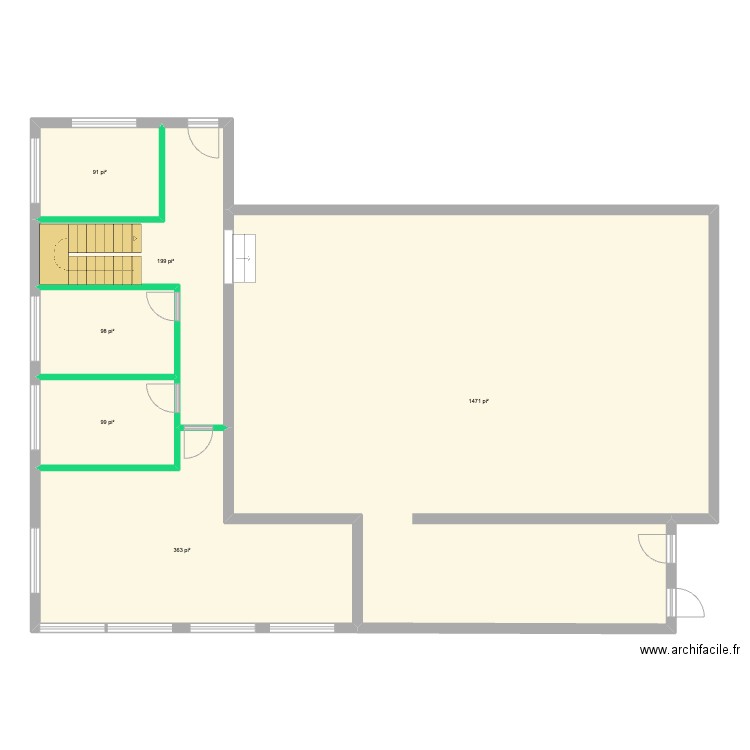 225 Seigneuriale agrandissement 18X46. Plan de 6 pièces et 216 m2