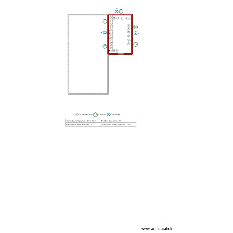 Lefevre. Plan de 2 pièces et 62 m2