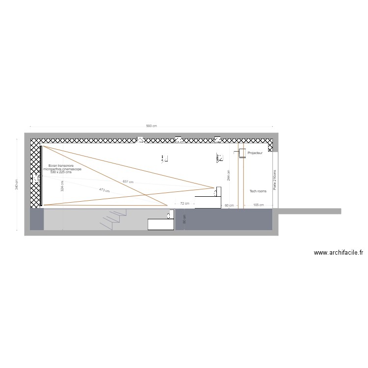 h1h2 elevation cinema. Plan de 1 pièce et 31 m2