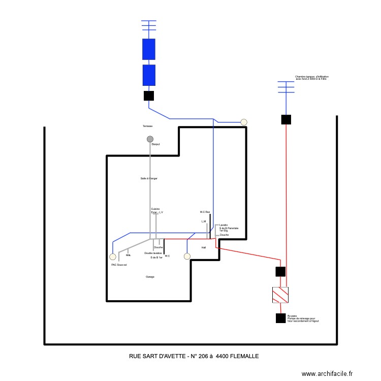 navette. Plan de 1 pièce et 44 m2