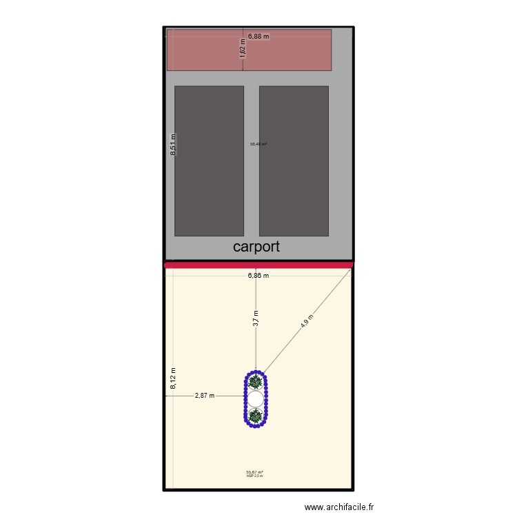 terrassement Arloncourt mesure. Plan de 2 pièces et 114 m2