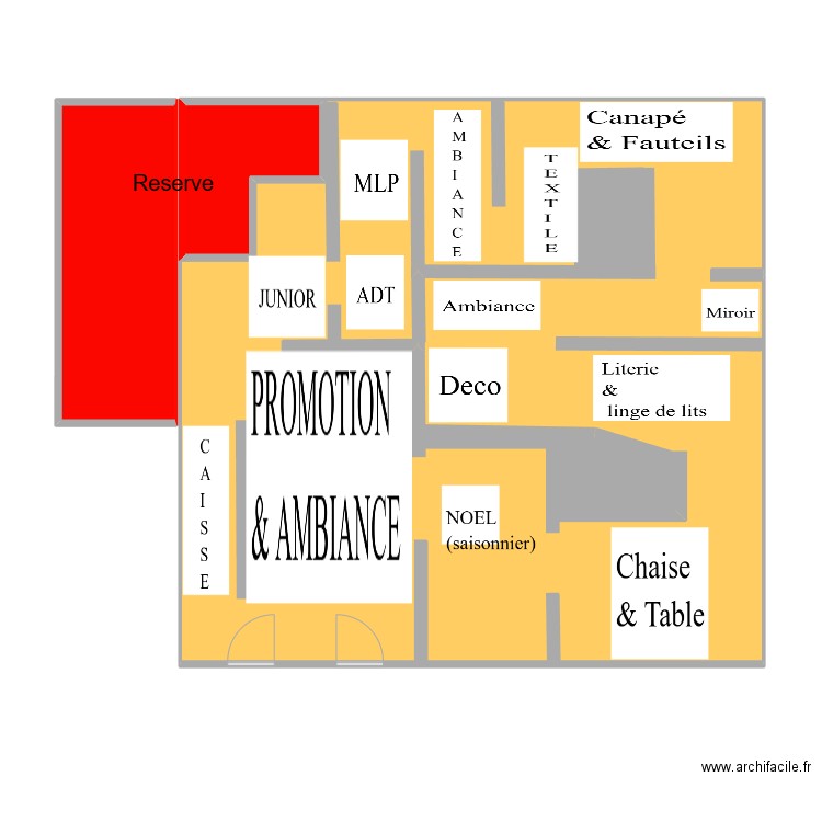 PLAN SIMPLE MAGASIN. Plan de 3 pièces et 111 m2