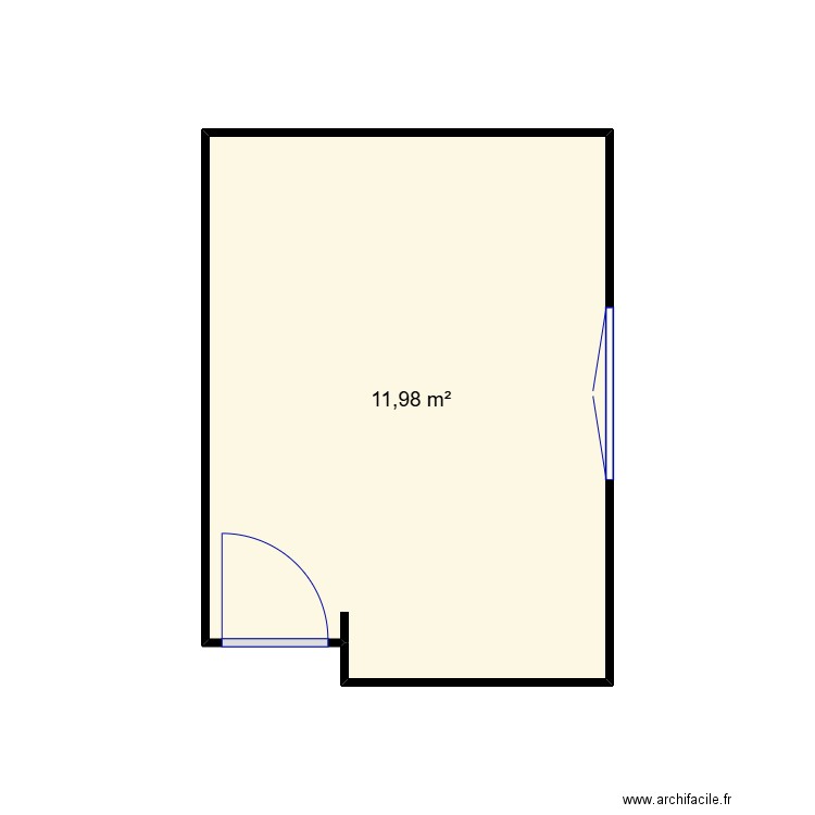 Chambre. Plan de 1 pièce et 12 m2