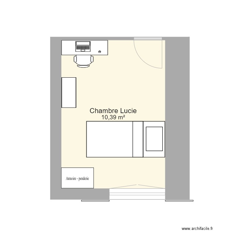 Chambre Lucie 1. Plan de 1 pièce et 10 m2