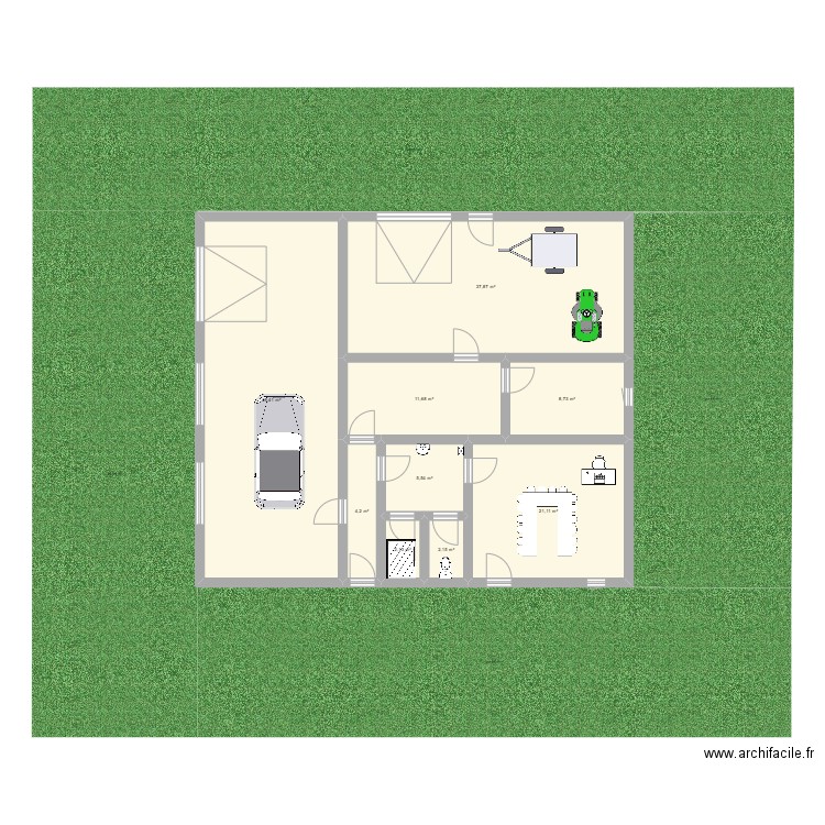 Garage Engachies. Plan de 9 pièces et 143 m2