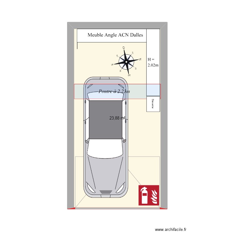 Garage. Plan de 1 pièce et 24 m2