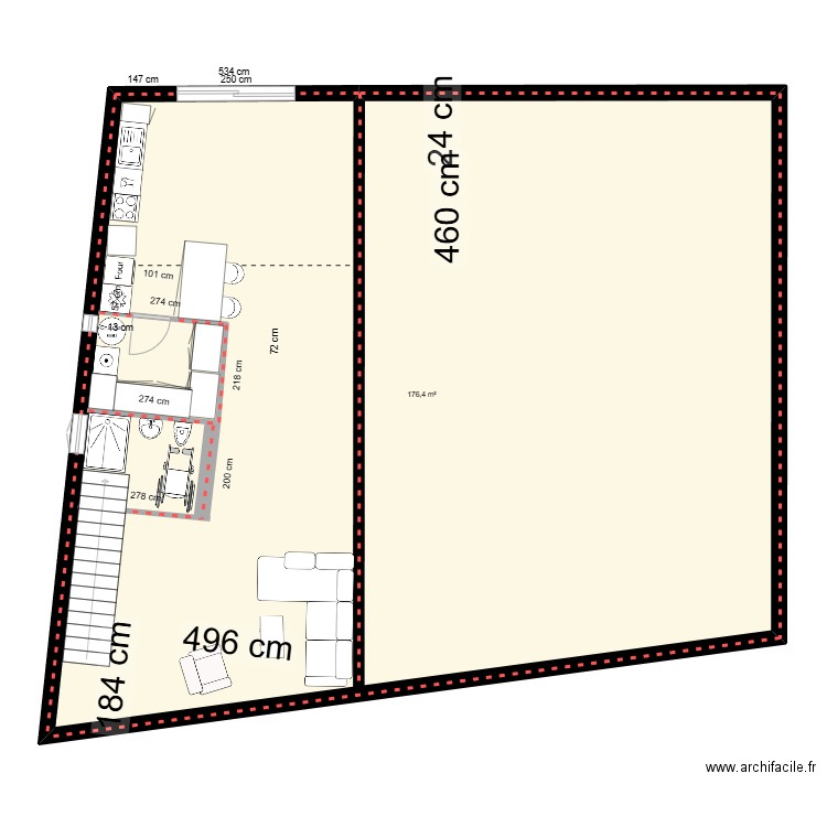 casa RDC NOUVELLES MESURES. Plan de 1 pièce et 176 m2