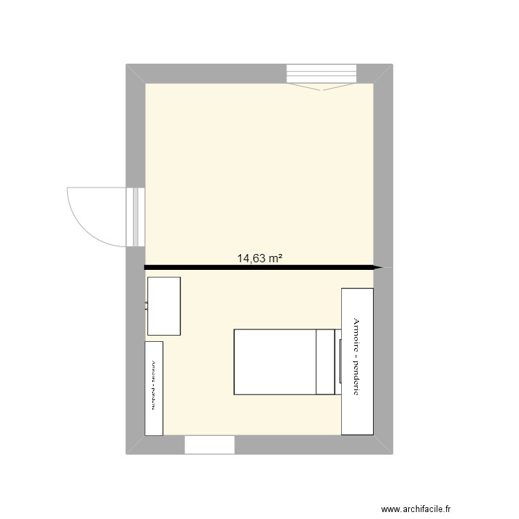 chambre a coucher 2. Plan de 1 pièce et 15 m2