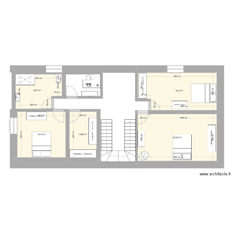 etage malaureille. Plan de 5 pièces et 63 m2