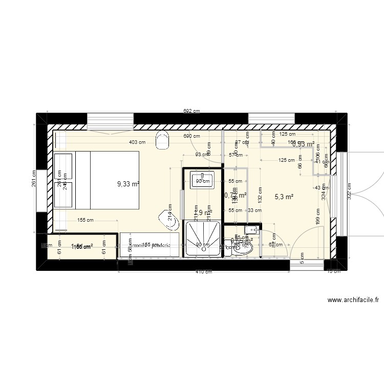 PLAN CHAMBRE BAS projet 3. Plan de 7 pièces et 20 m2