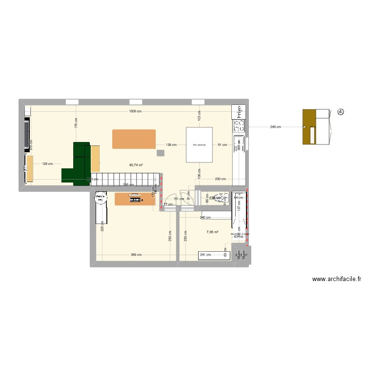 Appartement 1er étage . Plan de 4 pièces et 58 m2