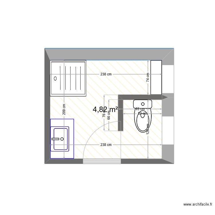 SdB_LV_etage_2. Plan de 1 pièce et 5 m2