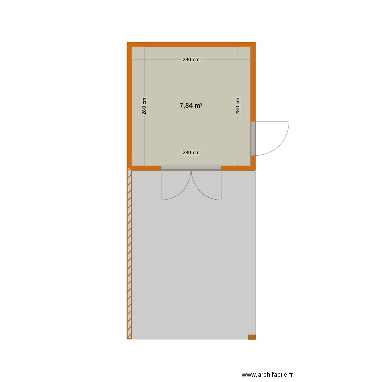 Pool hoose. Plan de 1 pièce et 8 m2