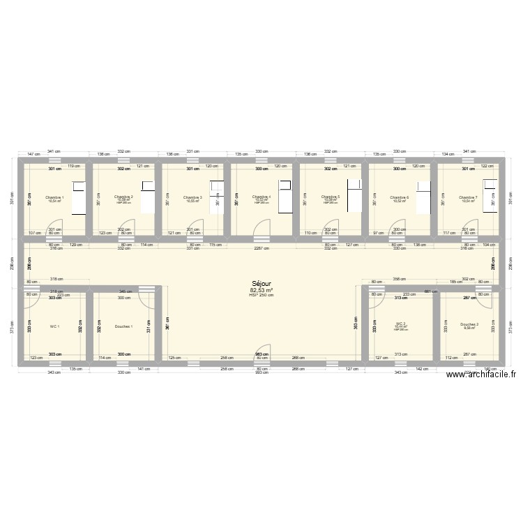 Bâtiment 2 - Employés. Plan de 12 pièces et 196 m2