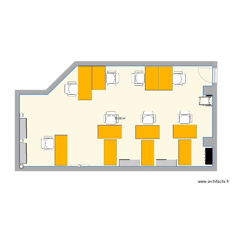 salle 302. Plan de 1 pièce et 61 m2