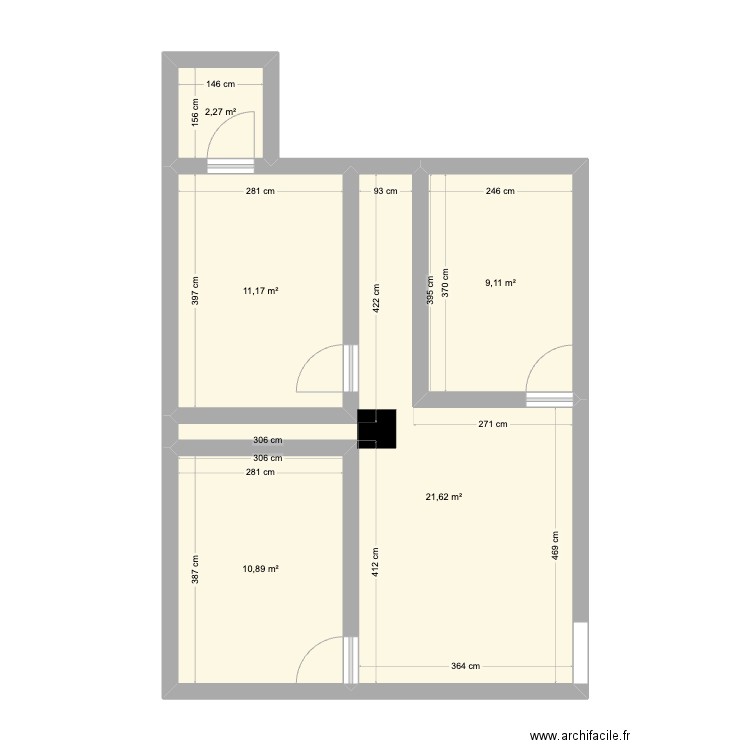 CHAPON 3 STUDIOS. Plan de 5 pièces et 55 m2