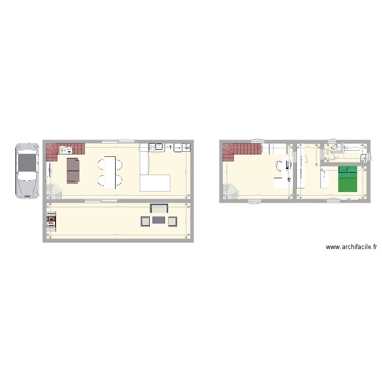 bargue 2e. Plan de 5 pièces et 111 m2