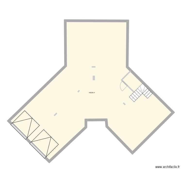 sous sol. Plan de 1 pièce et 146 m2