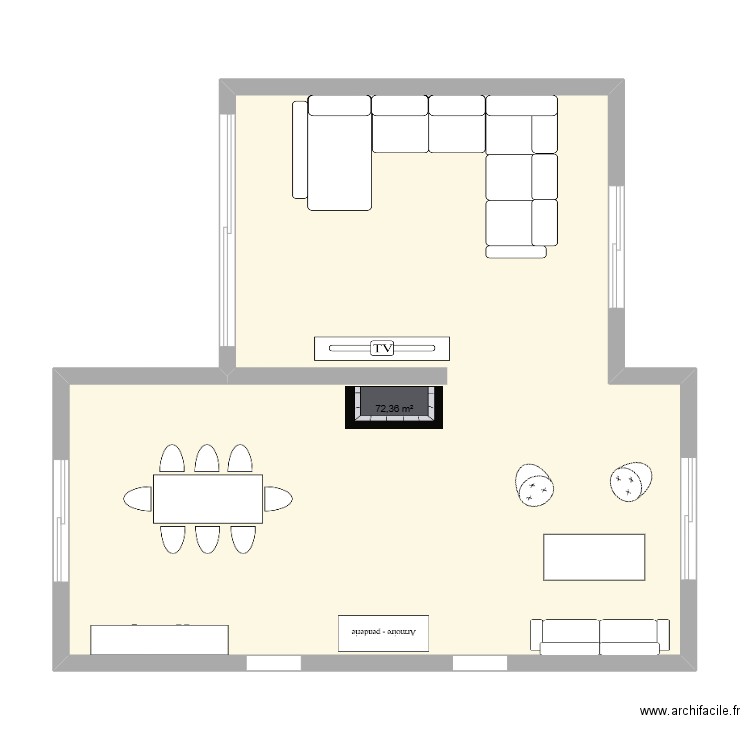 extension terrasse. Plan de 1 pièce et 72 m2