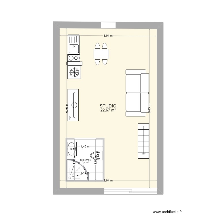 STUDIO. Plan de 0 pièce et 0 m2