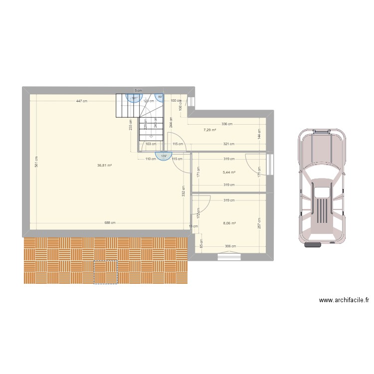 Montsûrs lot 4 décrochement RDC. Plan de 4 pièces et 58 m2