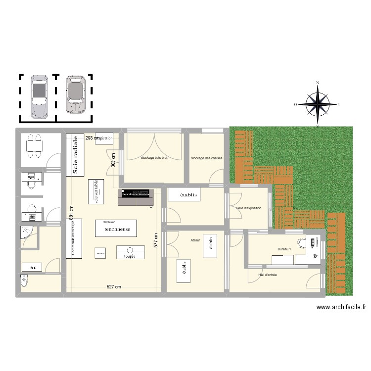 atelier idéal. Plan de 10 pièces et 100 m2