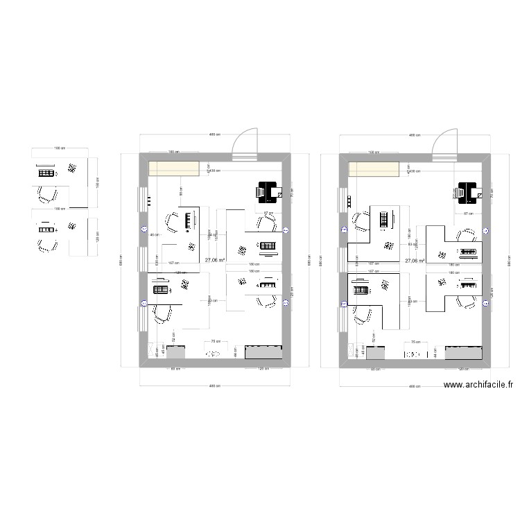 bureau expé v1. Plan de 2 pièces et 54 m2