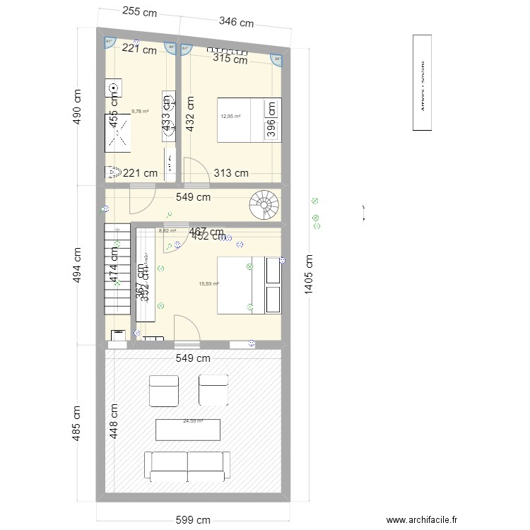 Cavell etage newneww. Plan de 5 pièces et 72 m2