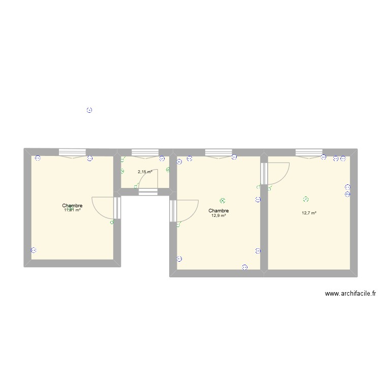 Maison Ouville 1ier. Plan de 4 pièces et 39 m2