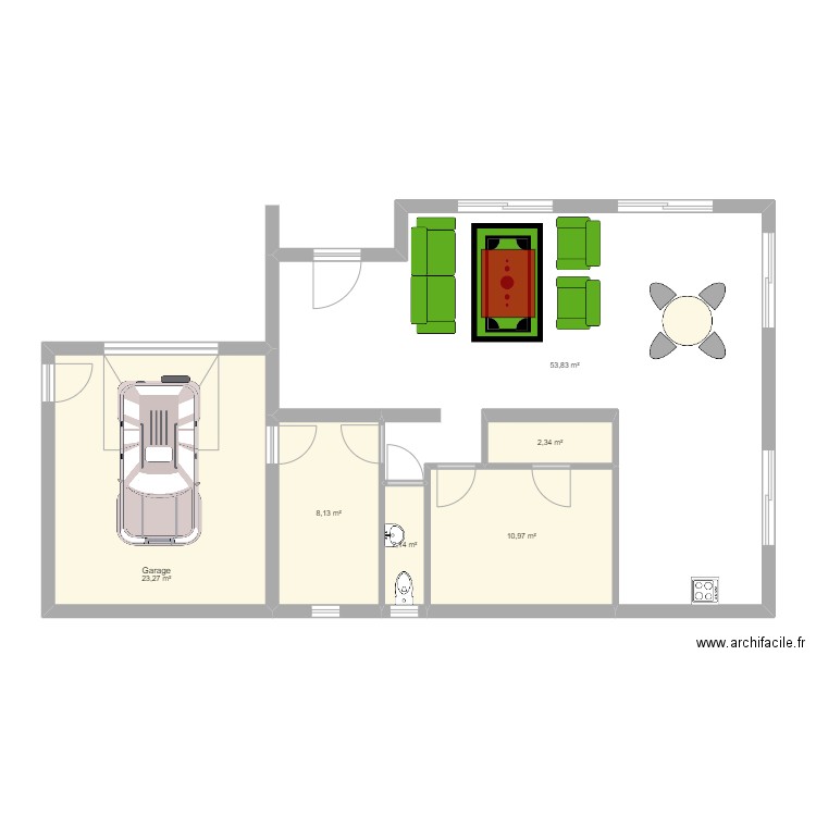 maison. Plan de 6 pièces et 101 m2