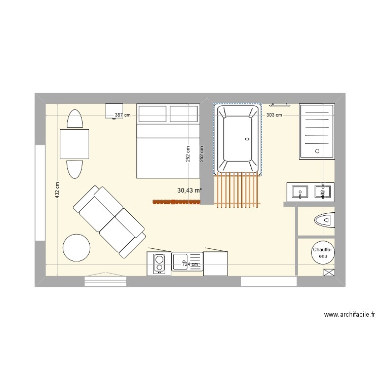 base . Plan de 1 pièce et 30 m2