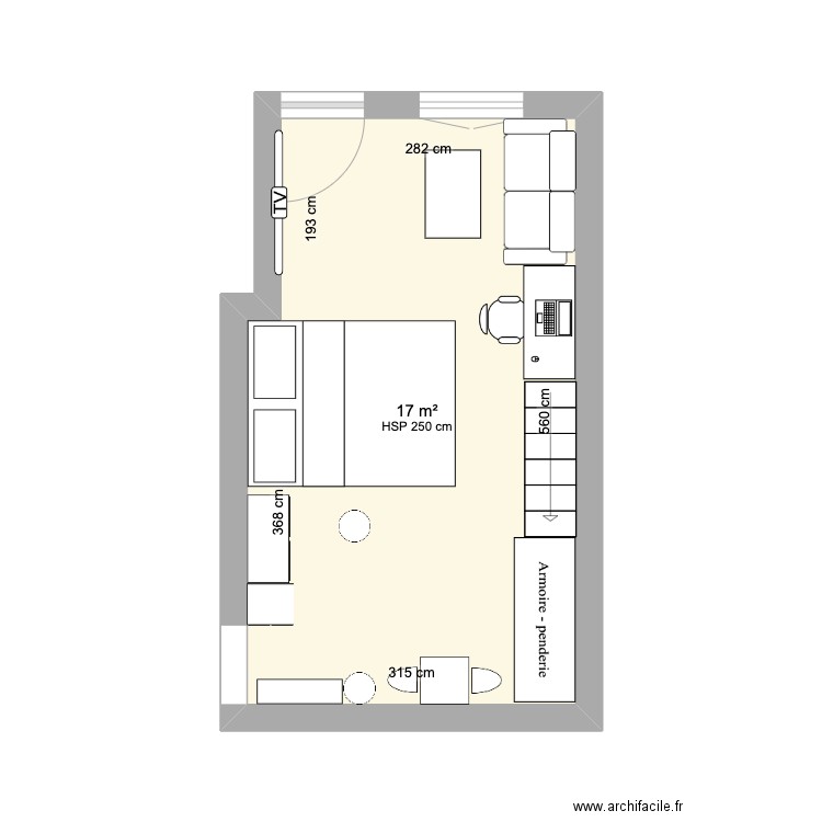 studio charming. Plan de 1 pièce et 17 m2