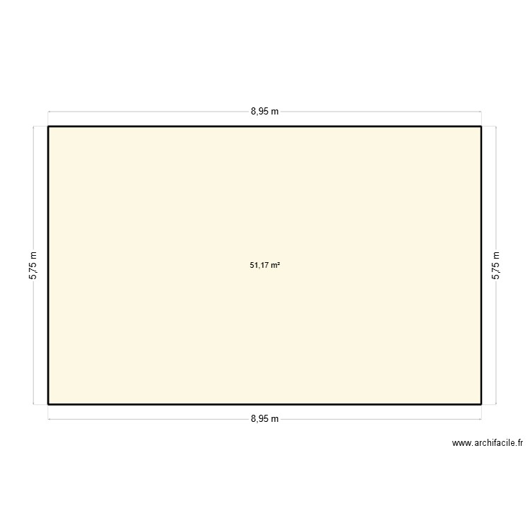 hangar sol +1m. Plan de 1 pièce et 51 m2