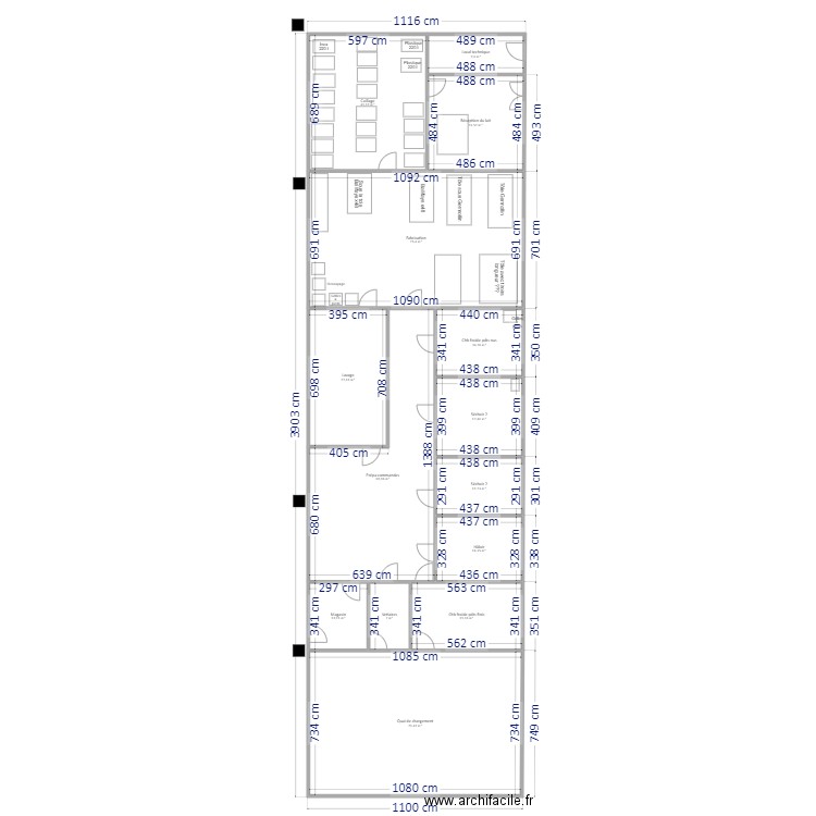 Projet Domaine des Ballifays. Plan de 14 pièces et 413 m2