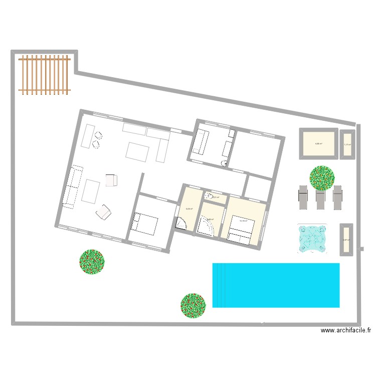 maison 1. Plan de 7 pièces et 28 m2