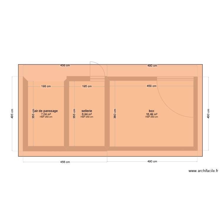 Abri de jardin 3. Plan de 3 pièces et 30 m2