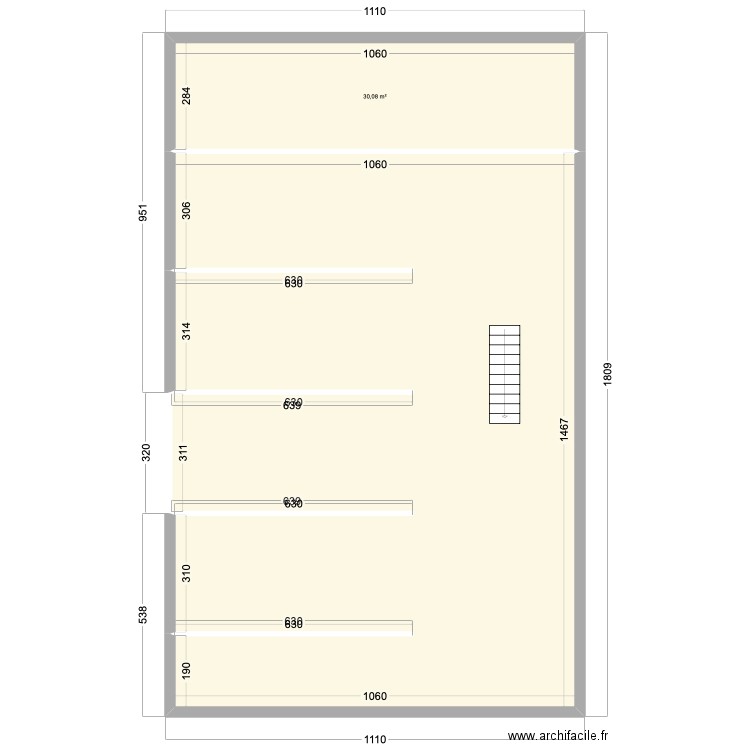 cellule froid. Plan de 2 pièces et 184 m2