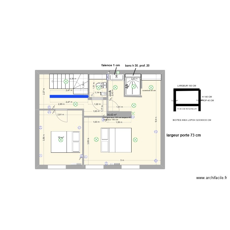 R+1 ELECTRICITE DOUCHE MODIF 20250310. Plan de 2 pièces et 44 m2