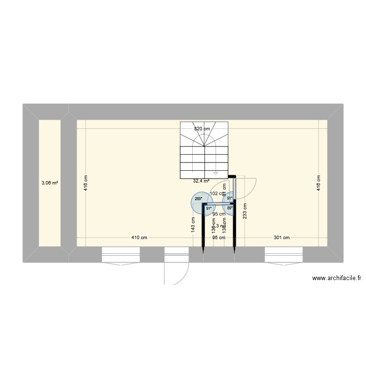 telgruc. Plan de 3 pièces et 37 m2