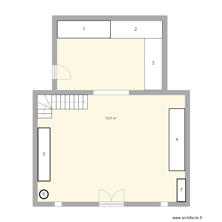 Plan du mas. Plan de 1 pièce et 73 m2