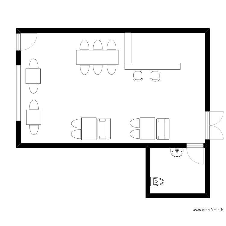 Restaurant Zen SANS PMR. Plan de 2 pièces et 67 m2