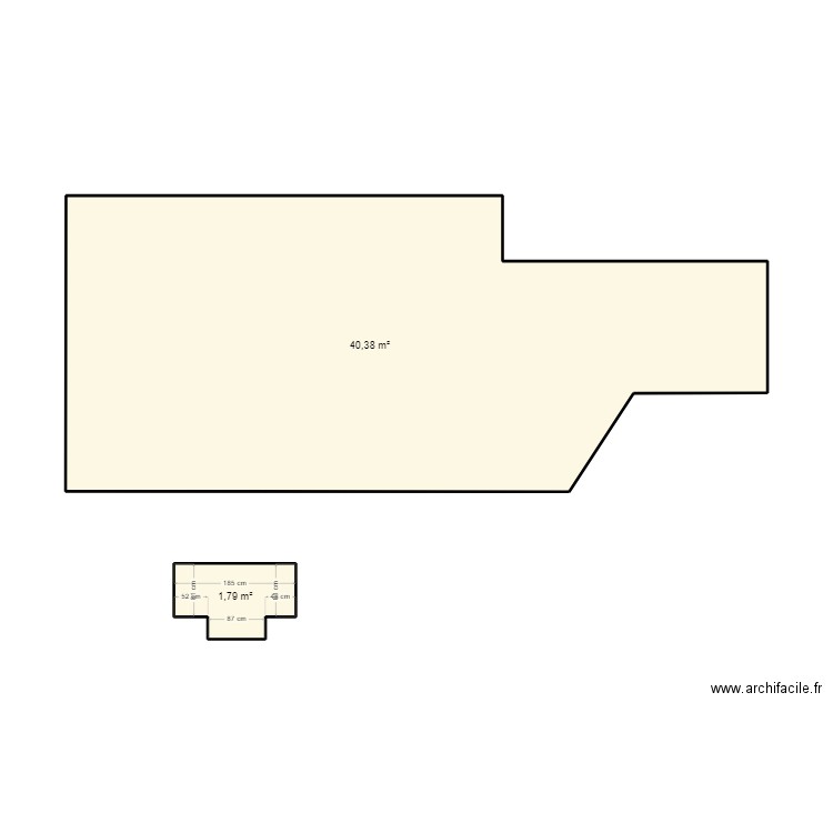 AUBINEAU TERRASSE. Plan de 2 pièces et 42 m2