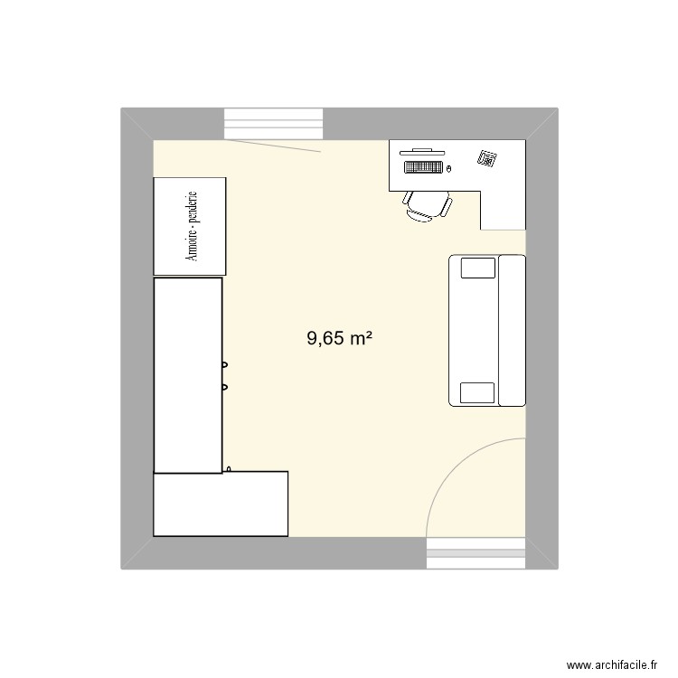 Chambre 2_Appart. Plan de 1 pièce et 10 m2