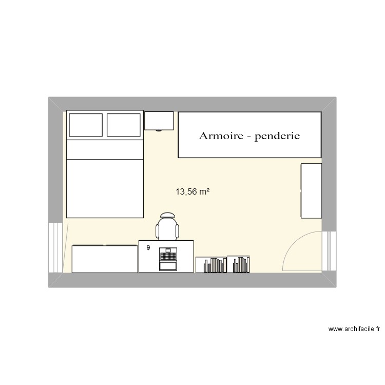 chambre Lu v1. Plan de 1 pièce et 14 m2